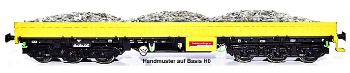 NPE Modellbau NW52933 - TT - Bauzugwagen Samms-u 454 Schotter, DB AG, Ep. VI